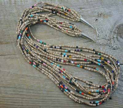 Native American Necklace Santo Baby Olive w/ Mixed 10-Str